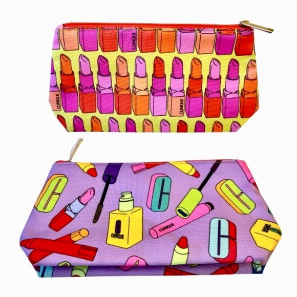 CLINIQUE Makeup Bag Zipper Pouch Lot of 2 Bags New - Picture 1 of 12